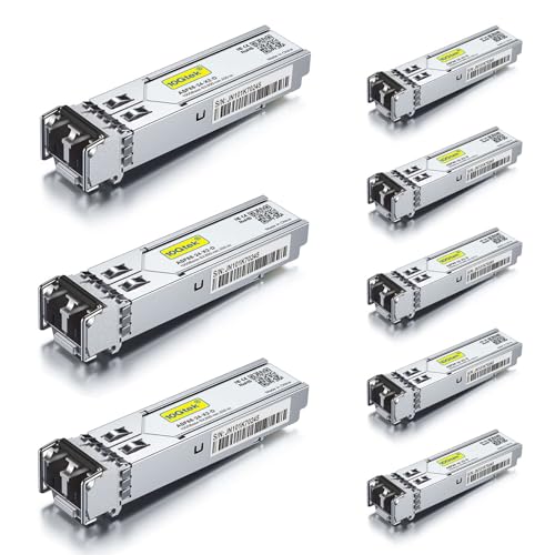 10Gtek 1.25G SFP 1000Base-SX Multimode LC Fiber Transceiver, 850nm MMF, 550m, for Cisco GLC-SX-MMD/SFP-GE-S, Meraki MA-SFP-1GB-SX, Fortinet, Ubiquiti UniFi UF-MM-1G, Mikrotik, TP-Link, Pack of 2|B08BP3JDBV