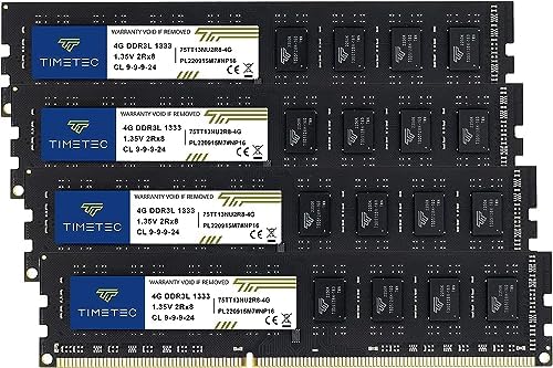 Timetec 8GB KIT (2x4GB) DDR3 / DDR3L 1333MHz PC3-10600 Non ECC Unbuffered 1.5V / 1.35V CL9 Dual Rank for Dell Optiplex 780 DT/MT/SFF Memory Ram Upgrade and More (Low Density 8GB KIT (2x4GB))|B071Z7BD2T