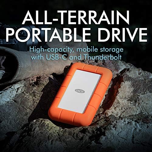 LaCie Rugged Thunderbolt USB-C 2TB External Hard Drive Portable HDD – USB 3.0 compatible, Drop Shock Dust Water Resistant, Mac and PC Computer Desktop Workstation Laptop, 1 Mo Adobe CC (STFS2000800)|B071NFVXBH