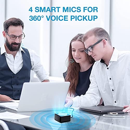 EMEET Conference Speakerphone M0 Plus, 4 AI Mics 360° Voice Pickup, Noise Reduction, USB C Speaker, Bluetooth Conference Speaker for 8 People w/Daisy Chain for 16 Compatible with Leading Software