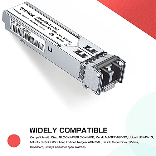 ipolex 1000Base-LX/LH SFP Transceiver, 1.25G SFP LC Fiber Module, Gigabit Single Mode Mini GBIC, 1310nm SMF, up to 20km, for Cisco GLC-LH-SMD, Ubiquiti UF-SM-1G, Meraki, TP-Link TL-SM311LS and More|B01EN33VN2