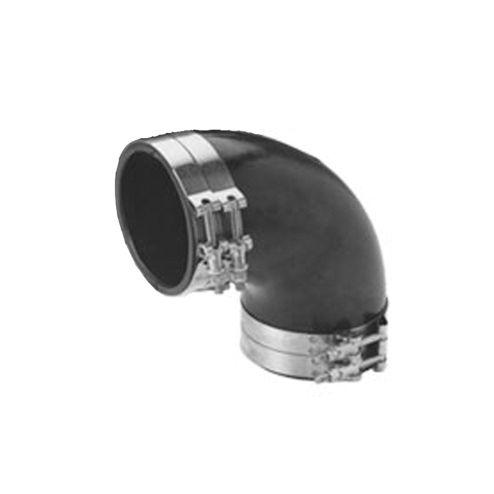 Trident Marine TRL-290-S/S Trident Black Rubber 90° Elbow w/T-Bolt Clamps, 2"