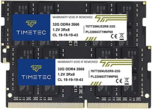 Timetec Elite DDR4 32GB Kit (2 x 16GB 2666MHz (DDR4-2666 PC4-21300 CL19 Non-ECC Unbuffered 1.2V 2Rx8 Dual Rank 260 Pin SODIMM Laptop Notebook PC Computer Memory RAM Upgrade