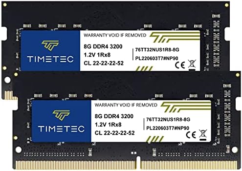 Timetec 16GB DDR4 3200MHz (or 2933MHz or 2666MHz) PC4-25600 Non-ECC Unbuffered 1.2V CL22 2Rx8 Dual Rank 260 Pin SODIMM Laptop Notebook PC Computer Memory RAM Module Upgrade|B098TXZY34