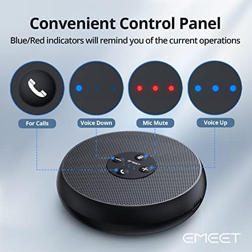 EMEET Conference Speakerphone M0 Plus, 4 AI Mics 360° Voice Pickup, Noise Reduction, USB C Speaker, Bluetooth Conference Speaker for 8 People w/Daisy Chain for 16 Compatible with Leading Software