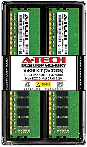 A-Tech 32GB (2x16GB DDR4 2666 MHz UDIMM PC4-21300 (PC4-2666V CL19 DIMM Non-ECC Desktop RAM Memory Modules