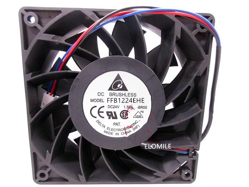 FFB1224EHE ELOMILE Fan 24V 1.50A FFB1224EHE 12CM 12038 3-Wire Cooling Fan