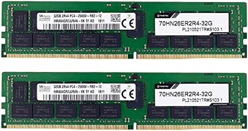 Timetec 64GB Kit (2x32GB) DDR4 2666MHz PC4-21300 Registered ECC 1.2V CL19 2Rx4 Dual Rank 288 Pin RDIMM Server Memory RAM Module Upgrade (64GB Kit (2x32GB))|B07B3Z8ZSN