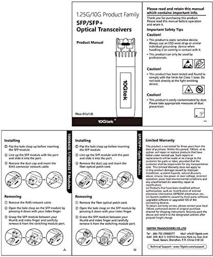 10Gtek 1.25/2.5/5/10G-T SFP+ to RJ45 CAT.6a Copper Module, Auto-Negotiation SFP+ to Ethernet Transceiver for HPP, HP Aruba, TP-Link TL-SM5310-T and More, up to 30-Meter|B0C1XJQ435