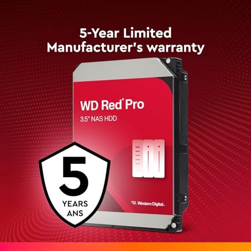 Western Digital 16TB WD Red Pro NAS Internal Hard Drive HDD - 7200 RPM, SATA 6 Gb/s, CMR, 512 MB Cache, 3.5" - WD161KFGX|B08K3VVKSW
