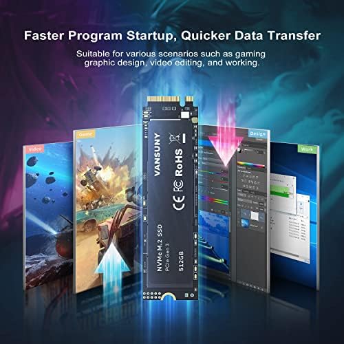 512GB NVMe M.2 Internal Solid State Drive PCIe 3.0 TLC M.2 SSD 3D NAND 2280 Speed up to 3400/2900MB/s Internal Solid State Hard Drive PCIe SSD