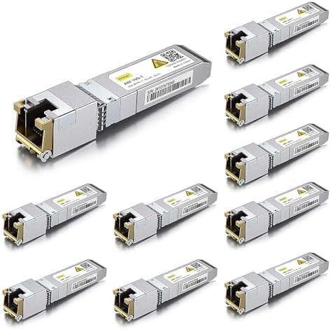 10GTEK 10GBase-SR SFP+ LC Transceiver, 10G 850nm Multimode SFP Module, up to 300 Meters, for Cisco SFP-10G-SR, Meraki MA-SFP-10GB-SR, Ubiquiti UniFi UF-MM-10G, Fortinet, TP-Link and More, Pack of 2|B08BP55663