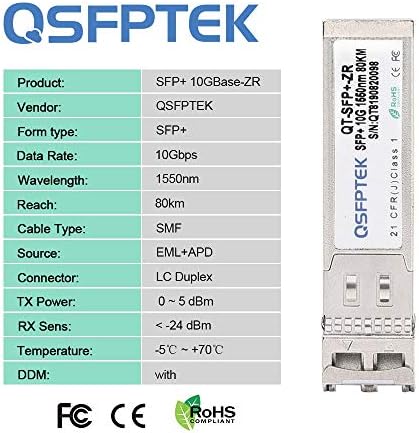 10G LR SFP+ Module, 10GBASE-LR Gigabit Ethernet Optic Transceiver, 10GbE Network MINI GBIC, SMF 1310nm 10km DDM LC Single-Mode for Cisco SFP-10G-LR, Mikrotik S-31DLC20D and Other Open Switch|B07QXP6YW5