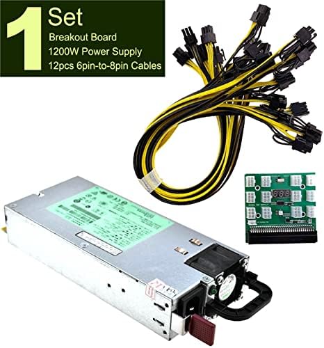 GUMMMY 1 Kit DPS-1200FB A 1200W PSU Power Supply+ Breakout Board + 12pcs 6pin-to-8pin Cables Mining BTC ETH Switching|B0F7KC1J2C