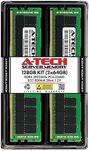 A-Tech 64GB Kit (2x32GB DDR4 2666MHz PC4-21300 ECC RDIMM 2Rx4 Dual Rank 1.2V ECC Registered DIMM 288-Pin Server & Workstation RAM Memory Upgrade Modules (A-Tech Enterprise Series