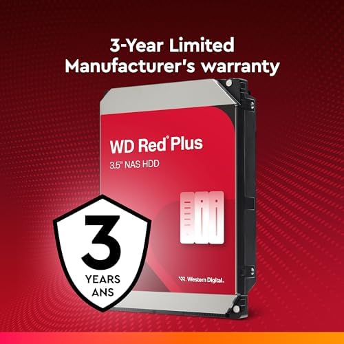 Western Digital 4TB WD Red Plus NAS Internal Hard Drive HDD - 5400 RPM, SATA 6 Gb/s, CMR, 256 MB Cache, 3.5" -WD40EFPX|B0BDXSK2K7