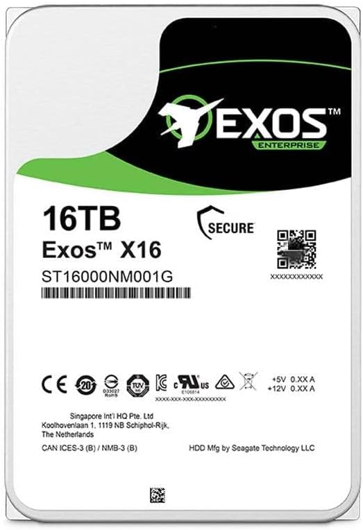 ST16000NM001G 16TB HDD Exos X16 7200 RPM 512e/4Kn SATA 6Gb/s 256MB Cache 3.5-Inch Enterprise Hard Drive (Renewed)|B0F9STMNVY