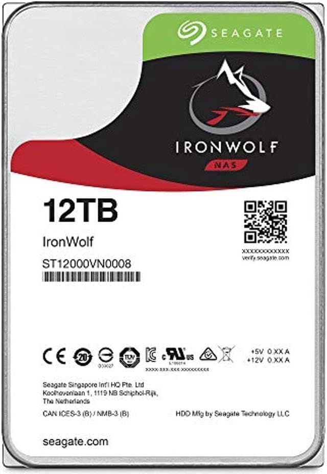 Seagate IronWolf 12TB NAS Internal Hard Drive HDD – CMR 3.5 Inch SATA 6Gb/s 7200 RPM 256MB Cache for RAID Network Attached Storage (ST12000VNZ008/ST12000VN0008