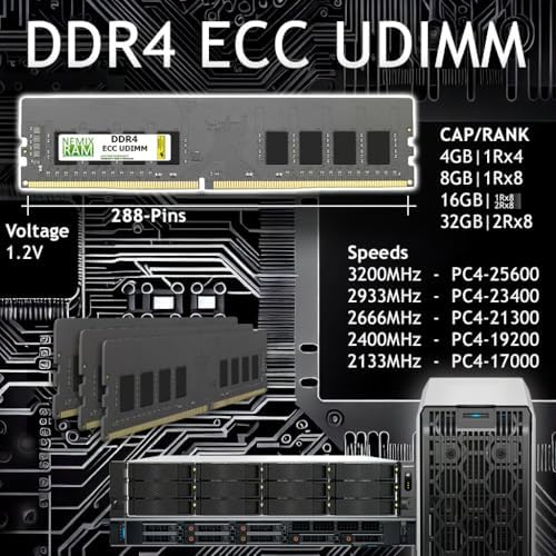 NEMIX RAM 16GB (1X16GB DDR4 2666MHZ PC4-21300 2Rx8 1.2V CL19 288-PIN ECC Unbuffered UDIMM Memory Compatible with Dell PowerEdge T30 SNPVDFYDC/16G AA335286