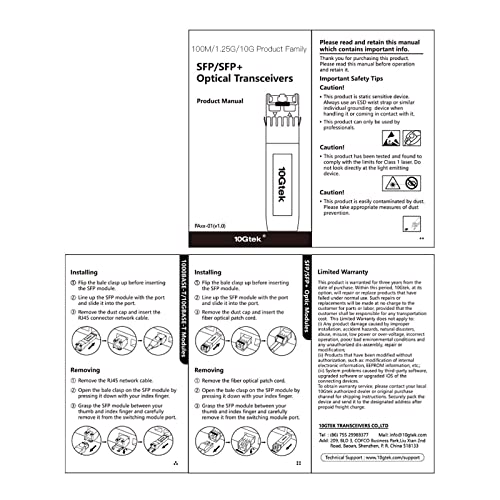 10GTEK 1.25G SFP-T, 1000BASE-T Copper SFP, SFP to RJ45 SFP Module Transceiver for Cisco SFP-GE-T, Meraki, Fortinet, Ubiquiti UniFi UF-RJ45-1G, D-Link, Supermicro, Netgear, TP-Link and More|B00U77IJ2M