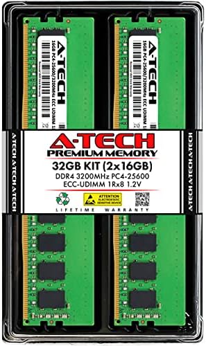 A-Tech Server 32GB Kit (2x16GB) DDR4 3200MHz PC4-25600 ECC UDIMM 2Rx8 Dual Rank 1.2V ECC Unbuffered DIMM 288-Pin Server & Workstation RAM Memory Upgrade Modules (A-Tech Enterprise Series)|B0BQ9NKVQF