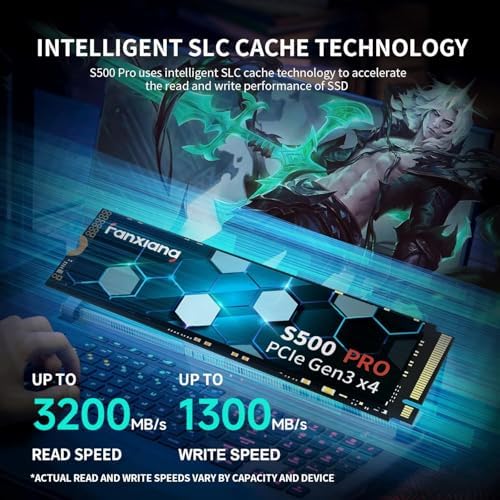 S500 Pro 512GB NVMe SSD M.2 PCIe Gen3x4 2280 Internal Solid State Drive, SLC Cache 3D NAND TLC, Up to 3200MB/s, Compatible with Laptop and PC Desktops(Black
