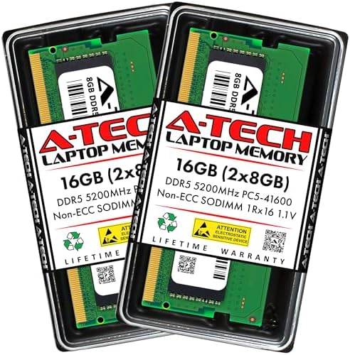 A-Tech 32GB Kit (2x16GB DDR5 4800MHz PC5-38400 CL40 SODIMM 1.1V Non-ECC Unbuffered SO-DIMM 262-Pin Laptop Computer RAM Memory Upgrade Modules