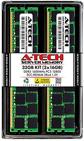 A-Tech 32GB Kit (2x16GB RAM for Dell PowerEdge M910, M915, R410, R510, R610, T410, T610, T710 | DDR3 1600MHz PC3-12800 ECC RDIMM 2Rx4 1.5V Registered Server Memory Upgrade