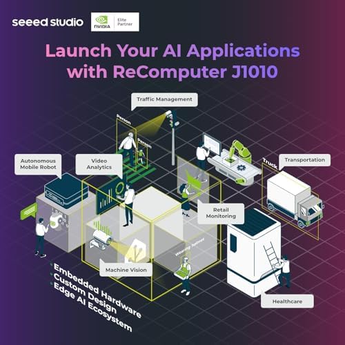 Seeed studio NVIDIA Jetson Nano Edge AI Device - reComputer J1010 Kit, Aluminium Case, Pre-Installed Jetpack System. Mini PC with 0.5 TFLOPs (FP16), Power Supply NOT Included|B0B77HWGS3