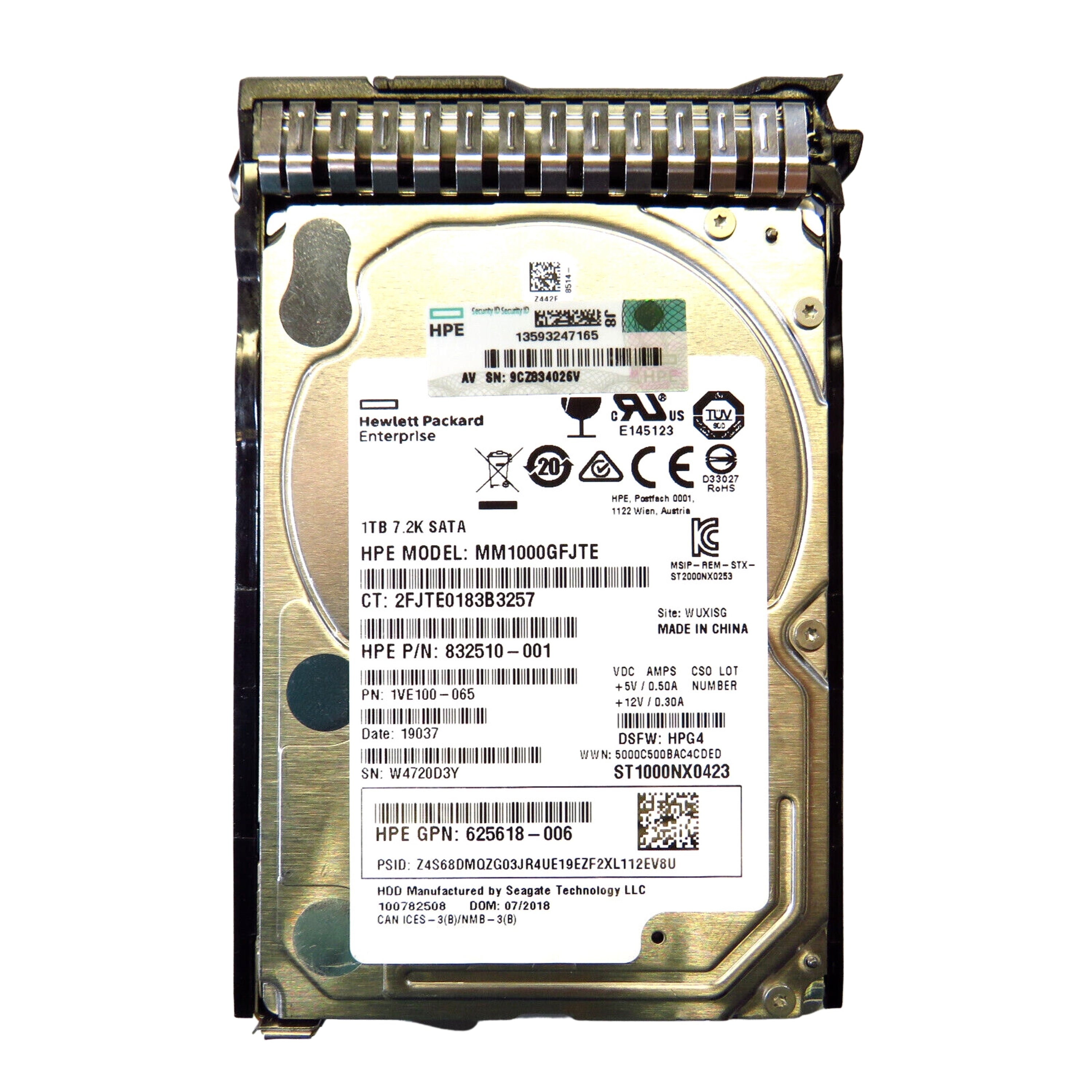 HP 656108-001 2.5" 1TB 7200RPM SATA III Hard Disk Drive (HDD), Silver (Refurbished)