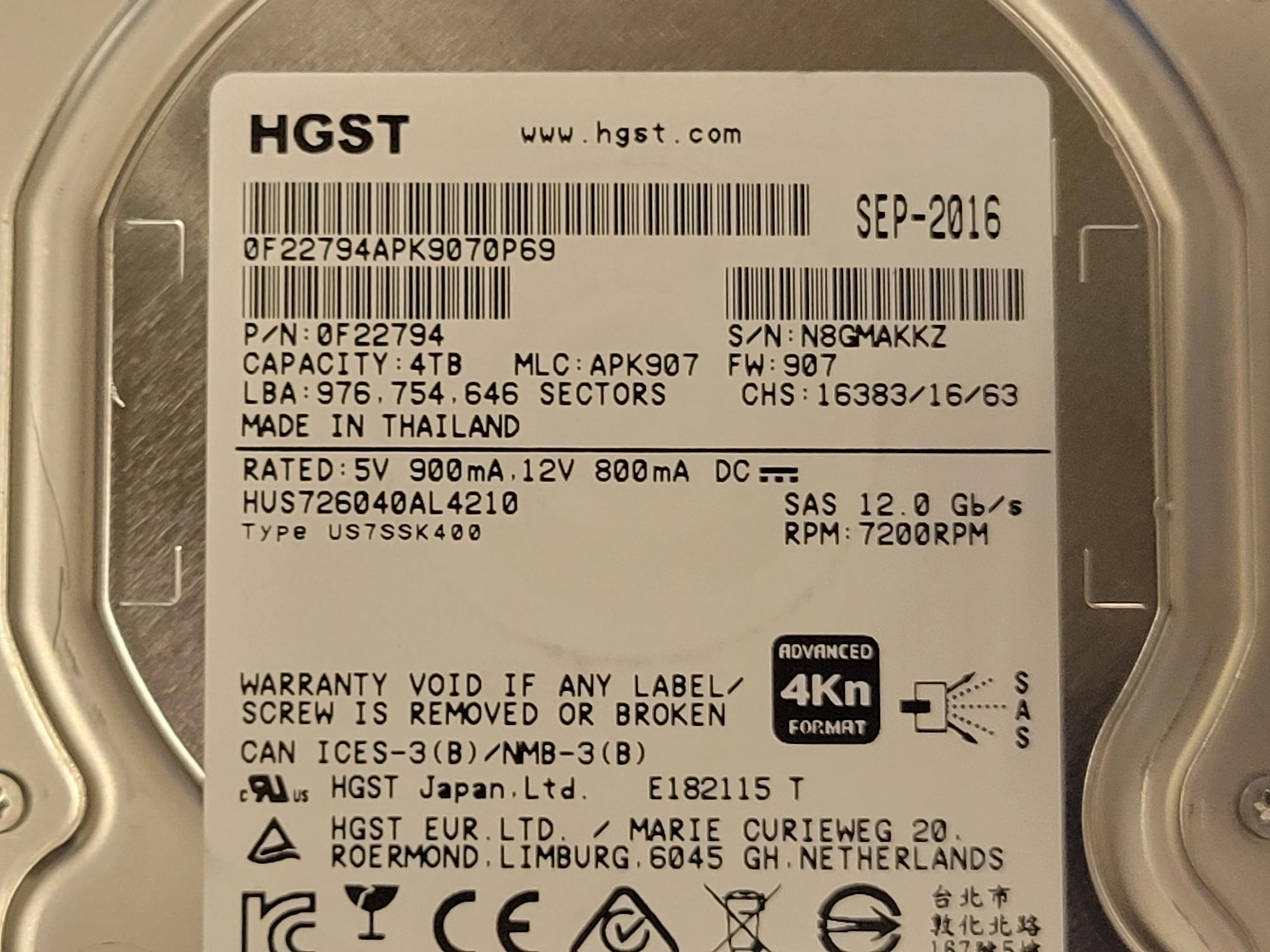 Nimble 4TB 7.2K 3.5" SAS HDD CS/HF Series SP2-HDD-4TB Q8F04A