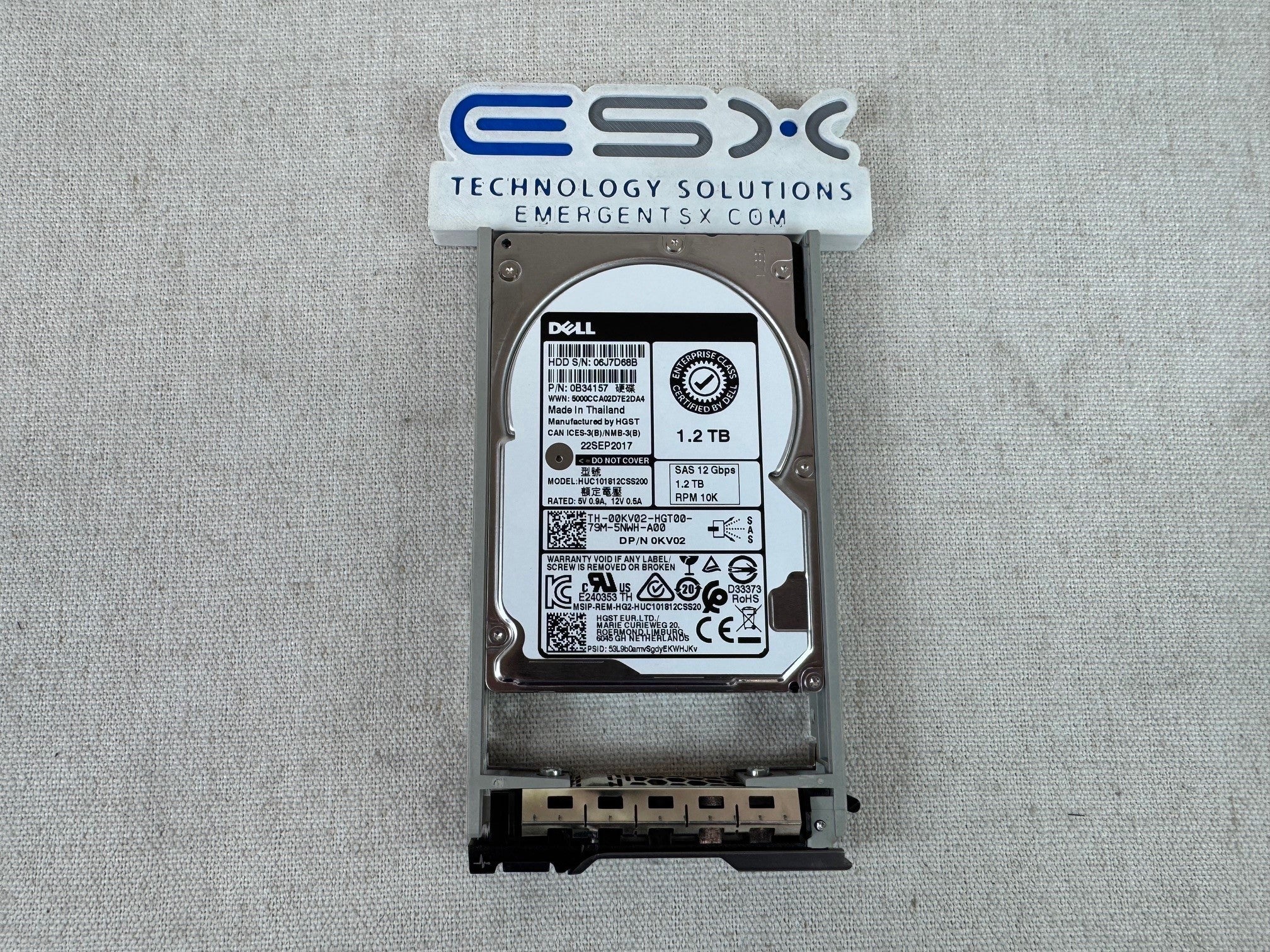 Dell 0KV02 1.2TB 10k 12Gb/s 2.5” SAS Hard Drive HGST HUC101812CSS200