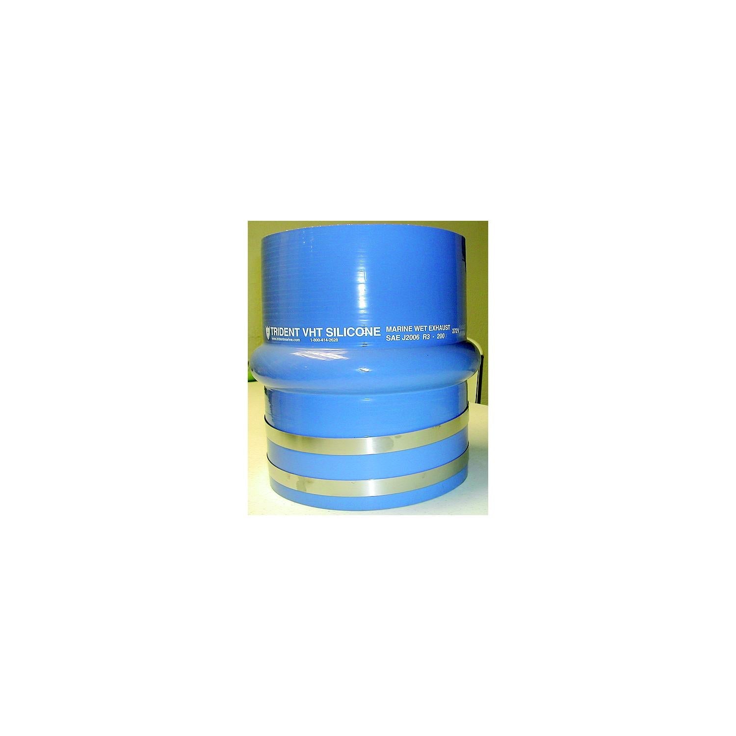 Trident Marine 272V3000-S/S Blue Silicone "VHT" Single Hump Hose w/T-Bolt Clamps, 3"