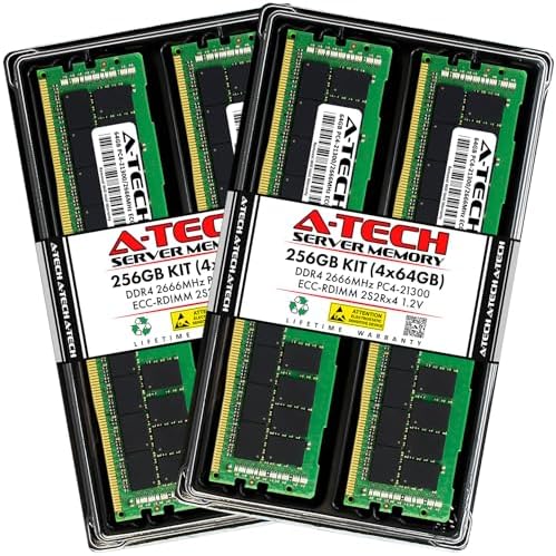 A-Tech 64GB Kit (2x32GB DDR4 2666MHz PC4-21300 ECC RDIMM 2Rx4 Dual Rank 1.2V ECC Registered DIMM 288-Pin Server & Workstation RAM Memory Upgrade Modules (A-Tech Enterprise Series