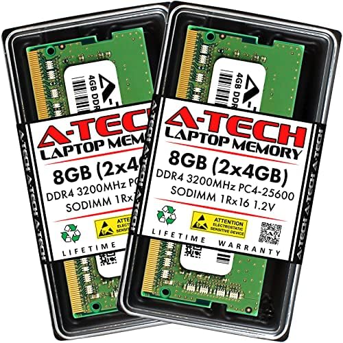 A-Tech 32GB (2x16GB DDR4 3200 MHz SODIMM PC4-25600 (PC4-3200AA CL22 Non-ECC Laptop RAM Memory Modules