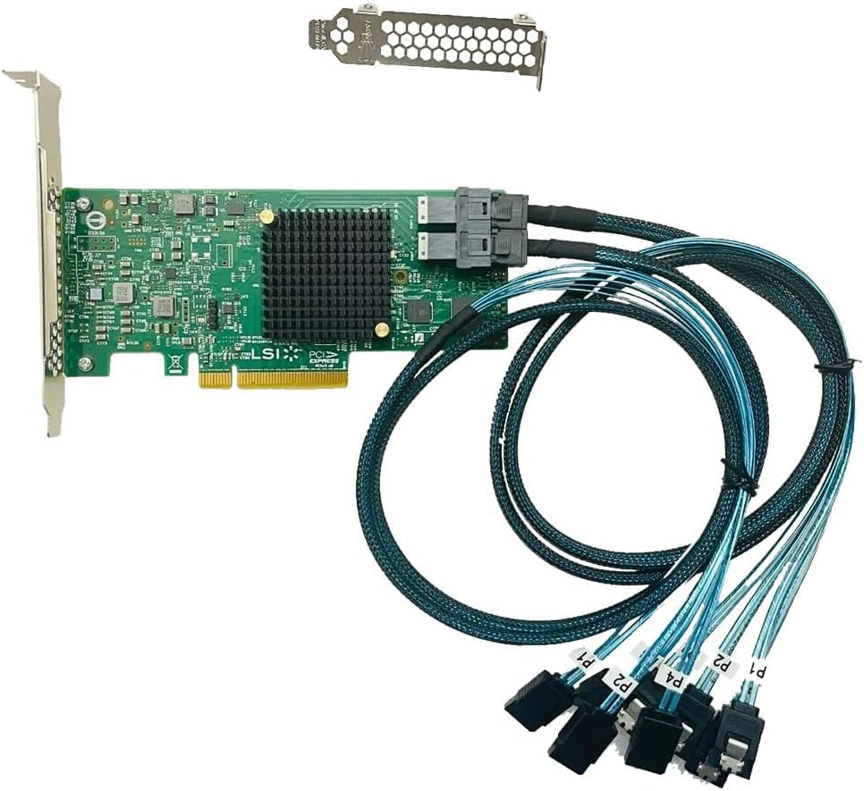 LSI SAS3008 9300-8I IT-Mode HBA JBOD PCI-E 3.0 SATA/SAS 8-Port SAS3 12Gb/s ZFS FreeNAS unRAID 2* SFF-8643 SATA Cable|B0DCGP6Z87