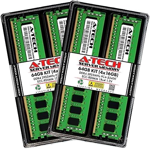 A-Tech 64GB Kit (2x32GB DDR4 2666MHz PC4-21300 ECC RDIMM 2Rx4 Dual Rank 1.2V ECC Registered DIMM 288-Pin Server & Workstation RAM Memory Upgrade Modules (A-Tech Enterprise Series