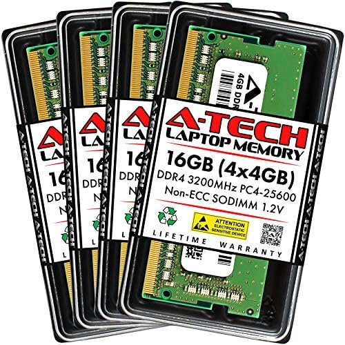 A-Tech 16GB DDR4 3200 MHz SODIMM PC4-25600 (PC4-3200AA CL22 Non-ECC Laptop RAM Memory Module