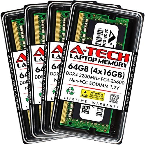 A-Tech 16GB DDR4 3200 MHz SODIMM PC4-25600 (PC4-3200AA CL22 Non-ECC Laptop RAM Memory Module