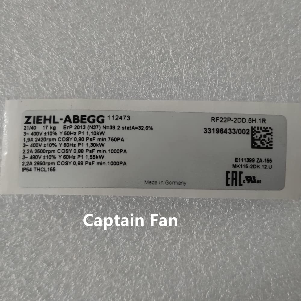 RF22P-2DD.5H.1R Ziehl-abegg Fan 400VAC 3.6A Motor Fan for Spindle Servo Motor Fan - aloinfousa.com