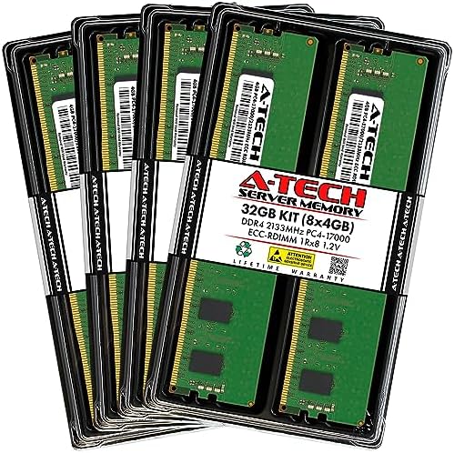 A-Tech 64GB Kit (2x32GB DDR4 2133MHz PC4-17000 ECC RDIMM 2Rx4 Dual Rank 1.2V ECC Registered DIMM 288-Pin Server & Workstation RAM Memory Upgrade Modules (A-Tech Enterprise Series