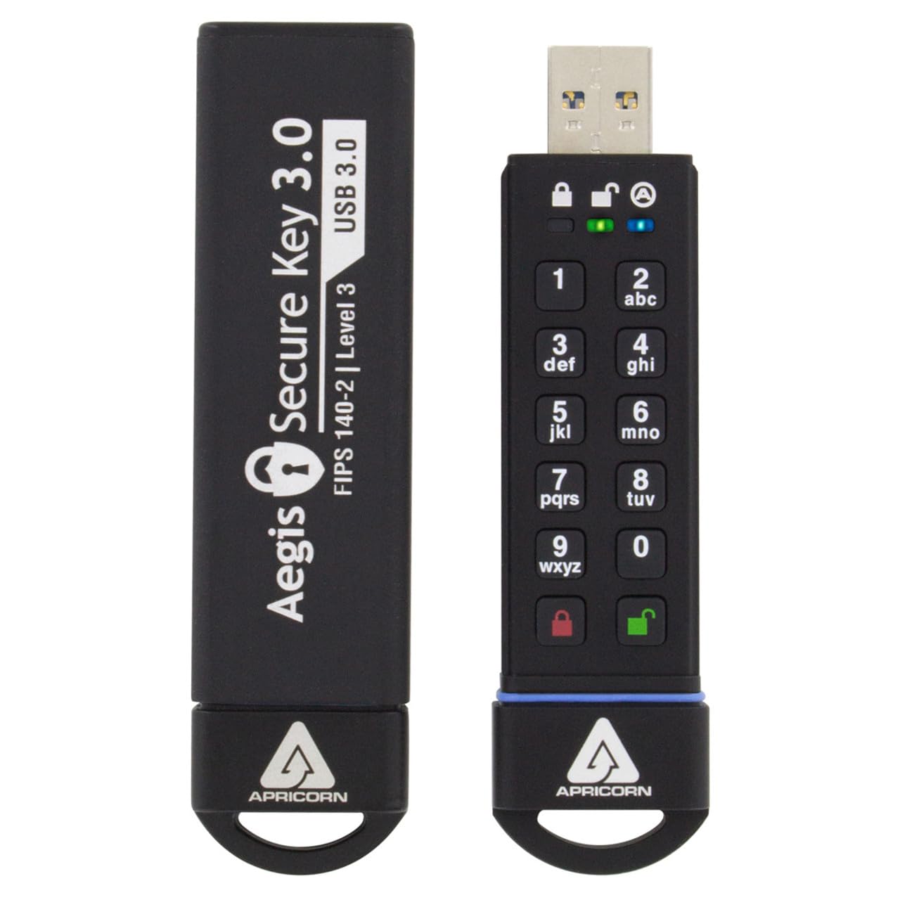 Apricorn 30GB Aegis Secure Key FIPS 140-2 Level 3 Validated 256-bit Encryption USB 3.0 Flash Drive (ASK3-30GB)