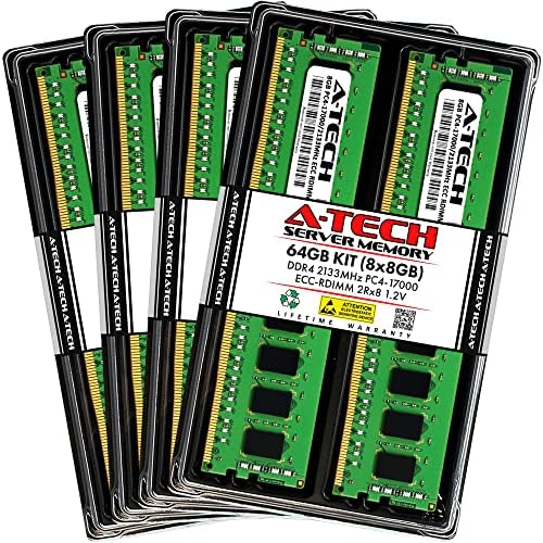 A-Tech 64GB Kit (2x32GB DDR4 2666MHz PC4-21300 ECC RDIMM 2Rx4 Dual Rank 1.2V ECC Registered DIMM 288-Pin Server & Workstation RAM Memory Upgrade Modules (A-Tech Enterprise Series