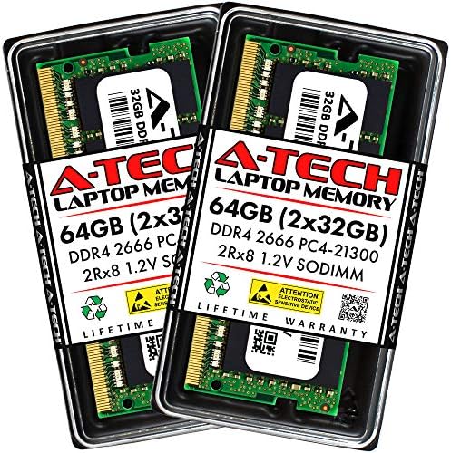 A-Tech 32GB (2x16GB DDR4 2666MHz PC4-21300 (PC4-2666V CL19 SODIMM 1.2V 260-Pin Non-ECC SO-DIMM Laptop Notebook RAM Memory Modules