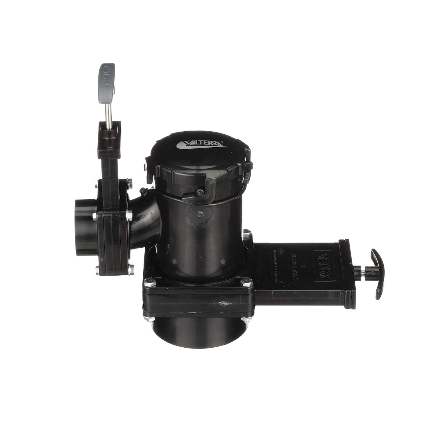 Valterra T18 T18 RV Rotating San Tee Double Valve w/ 3" Spigot x 2" Hub x 3", Bayonet Cap