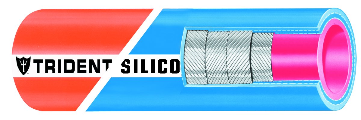 Trident Marine 202V4000-36 Trident Blue "VHT" Silicone Softwall Wet Exhaust Hose, 4" x 3'