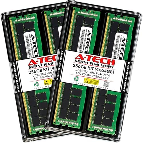 A-Tech 64GB Kit (2x32GB DDR4 2133MHz PC4-17000 ECC RDIMM 2Rx4 Dual Rank 1.2V ECC Registered DIMM 288-Pin Server & Workstation RAM Memory Upgrade Modules (A-Tech Enterprise Series