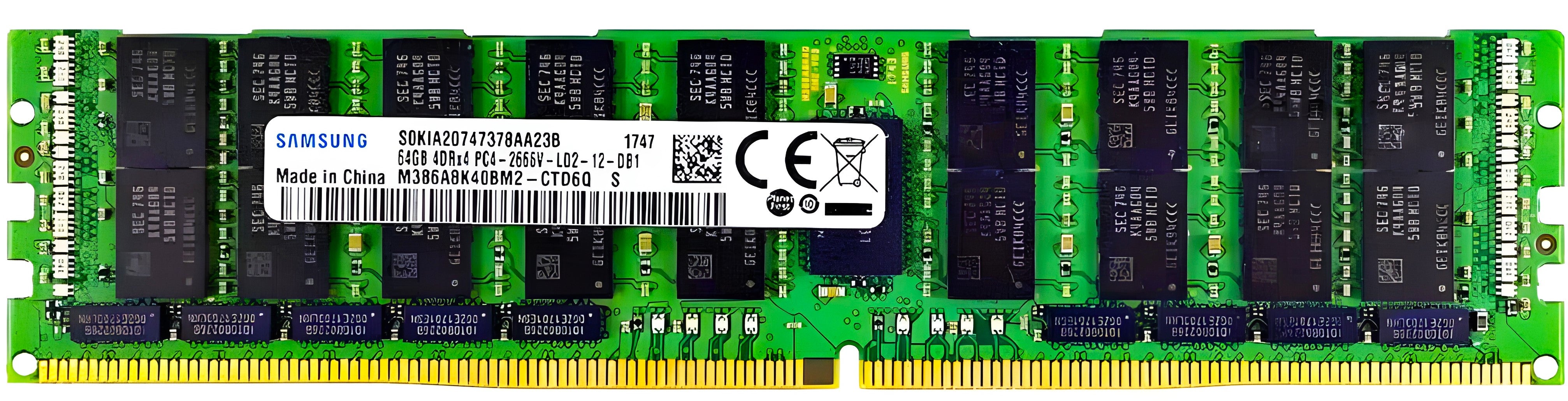 M386A8K40BM2-CTD7Q - 64GB DDR4-2666V PC4-21300 4DRx4 ECC Registered LRDIMM Server Memory