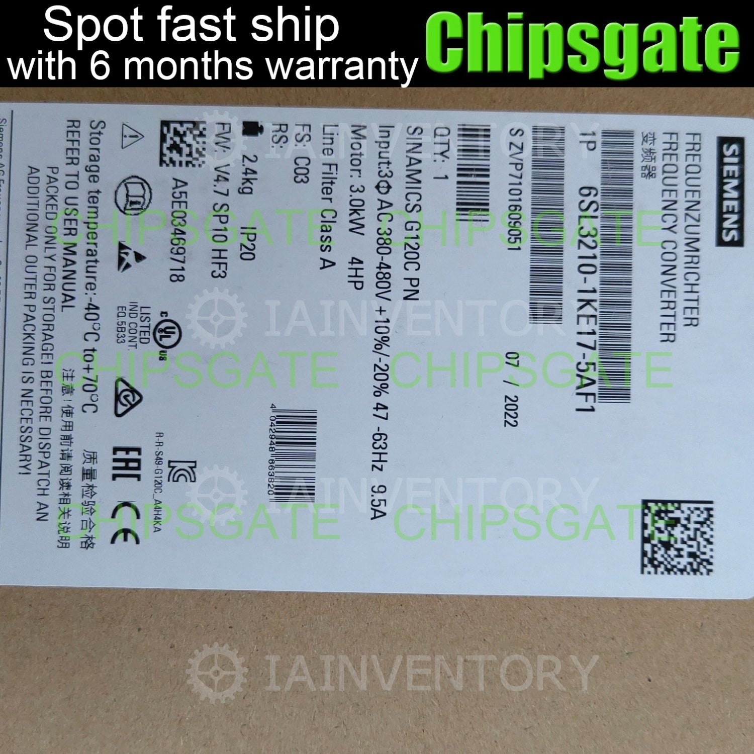 Siemens inverter 6SL3210-1KE17-5AF1 6SL3 210-1KE17-5AF1