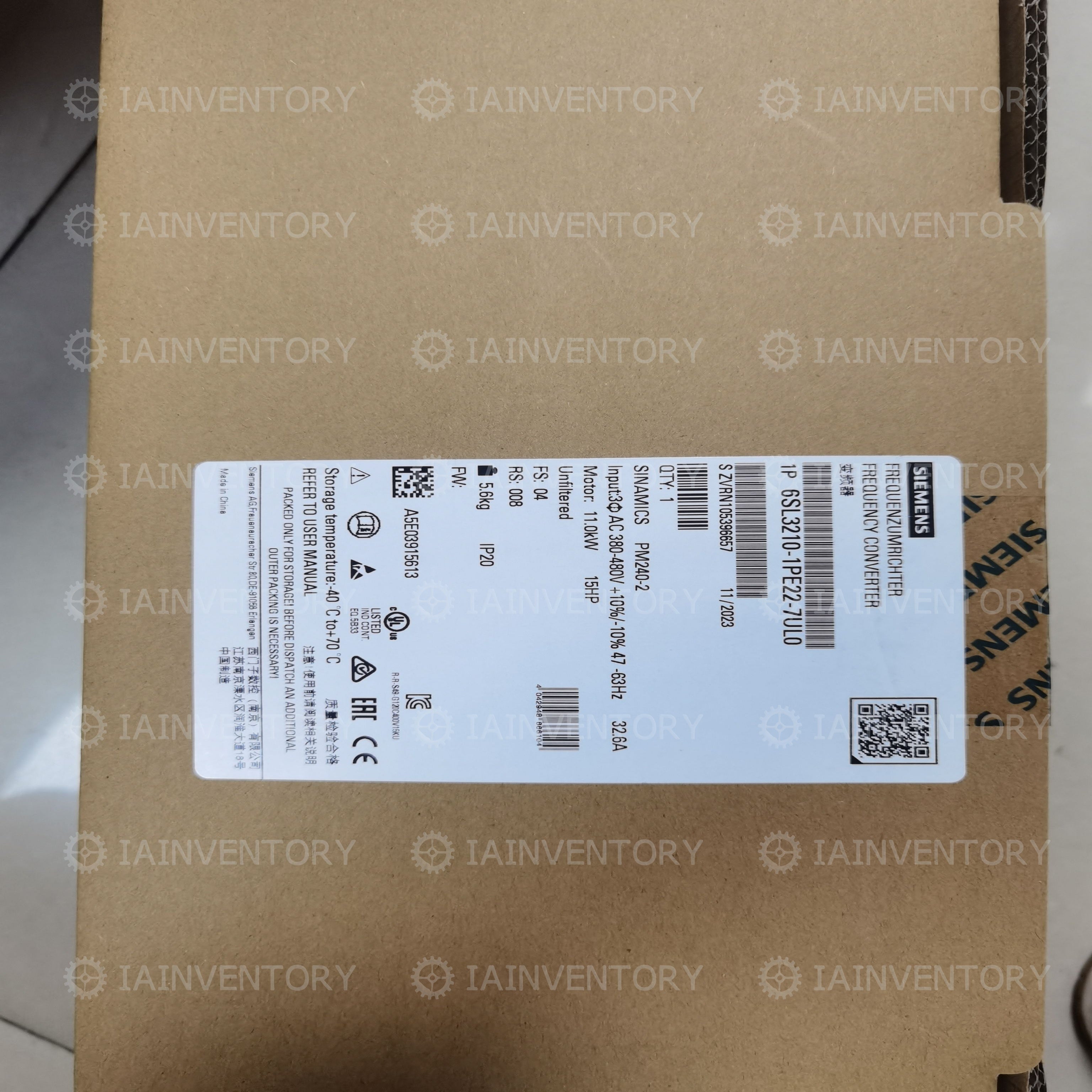 Siemens 6SL3210-1PE22-7UL0 6SL32101PE227UL0 Frequency converter